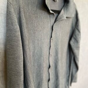 Men's Gray Casual Button Down Shirt
